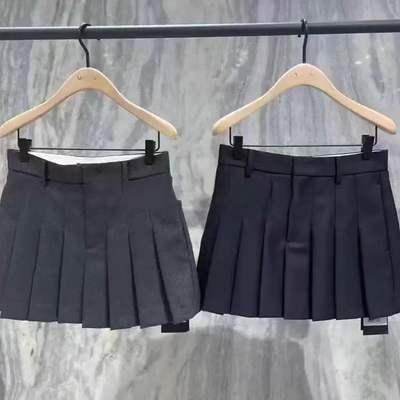 MO正品短裙2025新品含绵羊毛精纺中低腰A字压褶半身裙MBD4SKT003