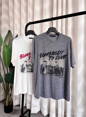 【秦岚同款】MC短袖T恤2025春新品做旧摇滚印花柔软舒适宽松EET08