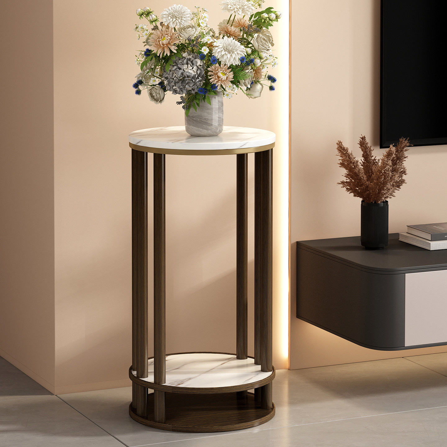 花架置物架客厅落地式实木花盆架室内多层植物架简约现代展示架子