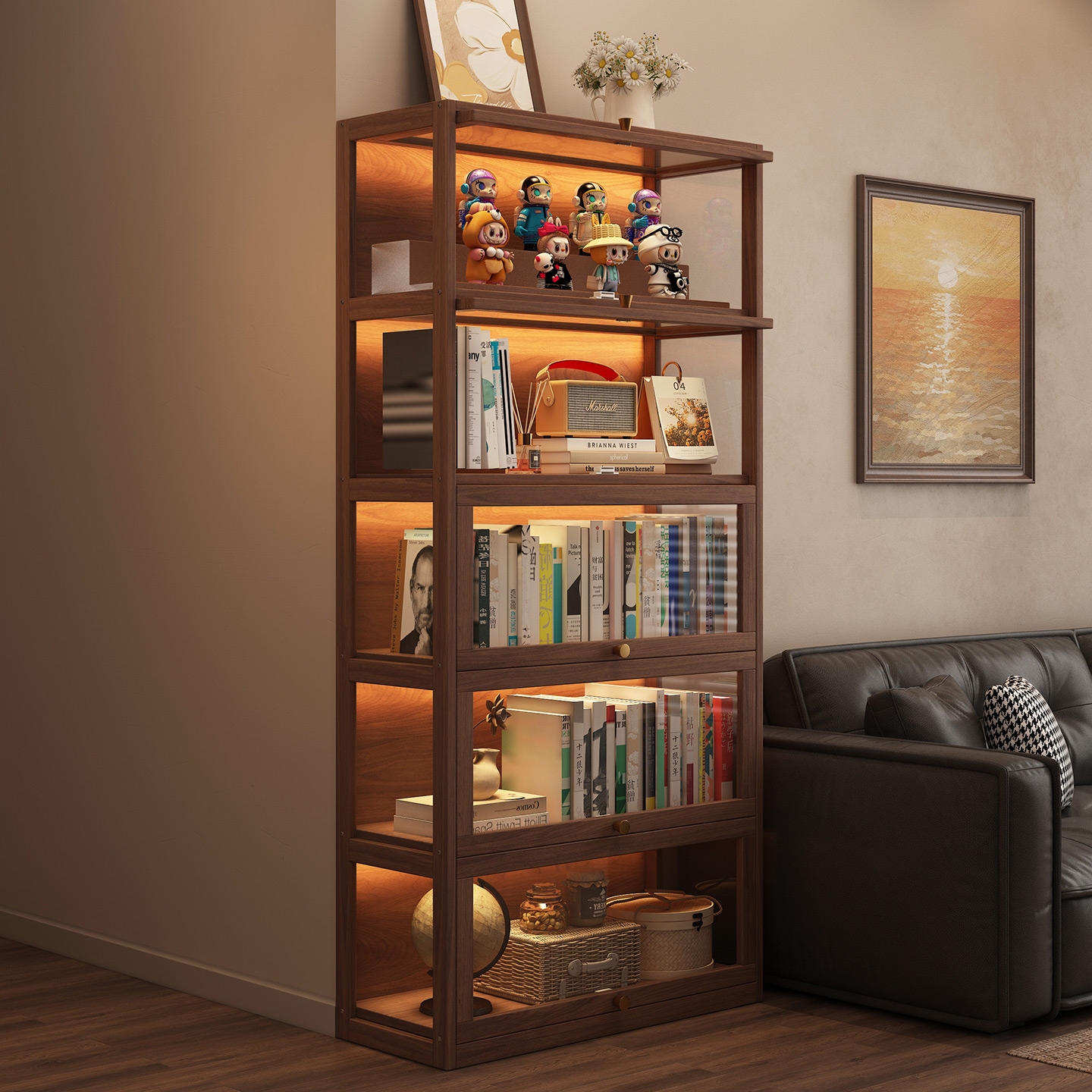 【进口实木-厂家直销】透明书柜