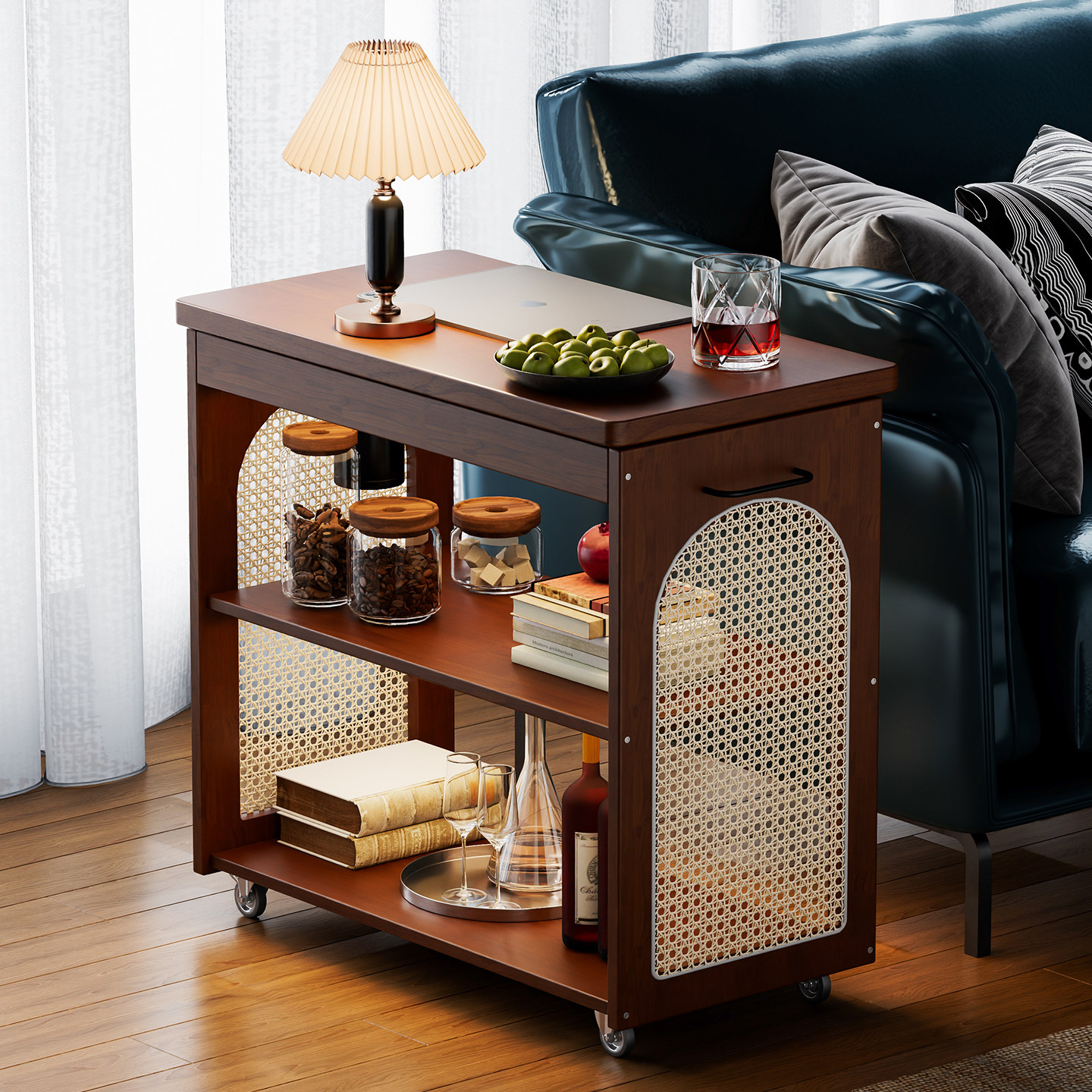 中古小推车实木沙发边几小户型客厅边柜落地置物架简易带轮零食架,住宅家具,移动边几/推车,淘宝优惠券,粉丝福利购,淘宝优惠卷
