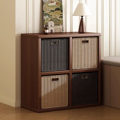 【全实木】格子柜书架落地置物架