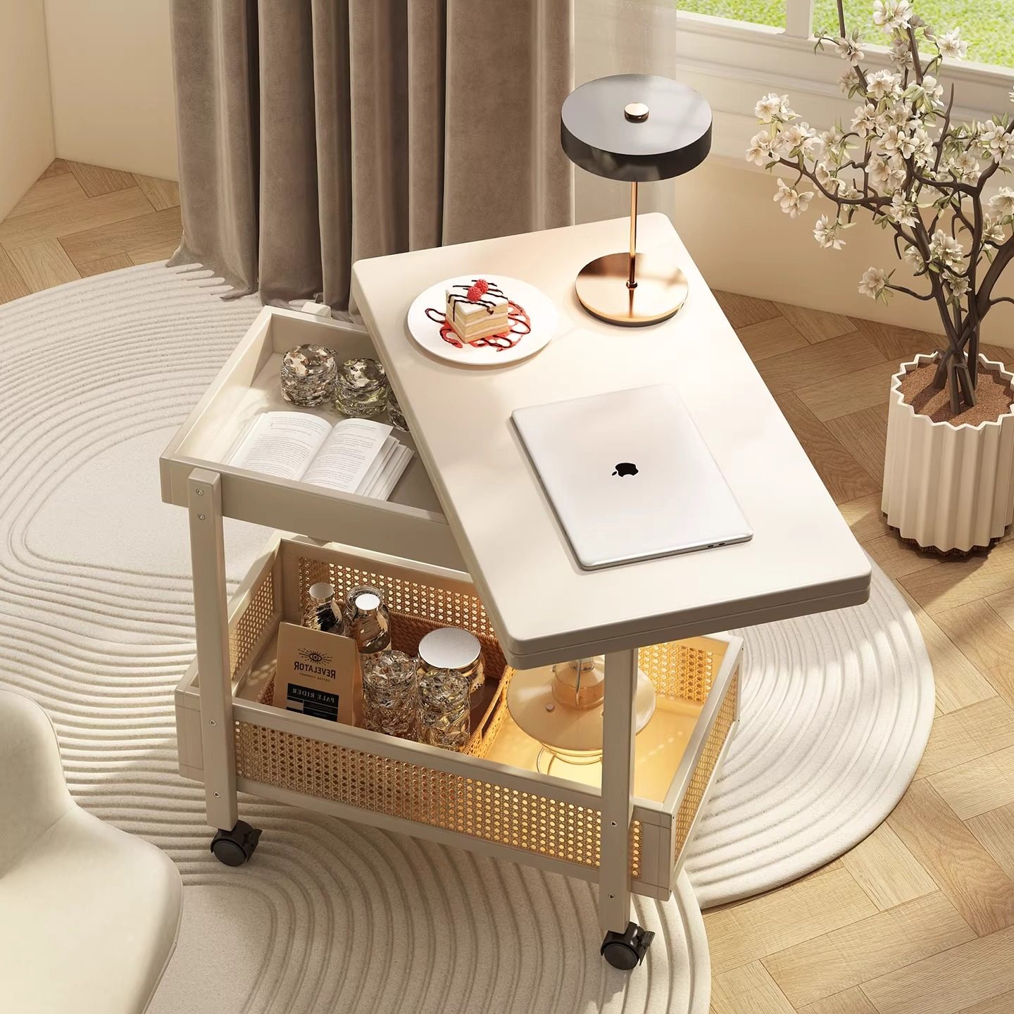 移动茶几边几沙发侧边储物柜客厅家用小户型实木小推车可折叠桌子,住宅家具,角几/边几,淘宝优惠券,粉丝福利购,淘宝优惠卷