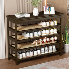 鞋架入户门口多层鞋柜简易客厅收纳架新款实木楠竹家用防尘坐凳子