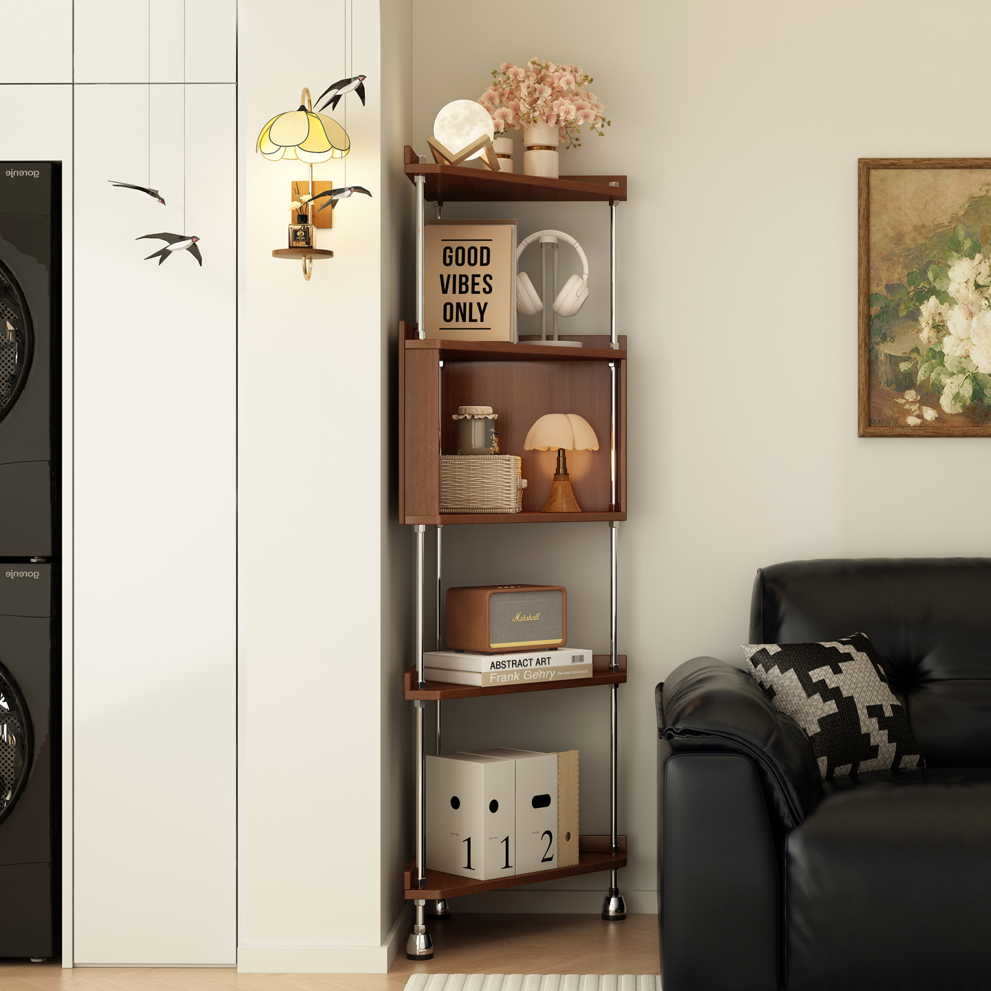 【实木加厚】转角置物架--转角柜