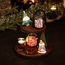 实木桌面置物架圣诞桌上分层收纳架多层整理架摆放架圆形展示架子