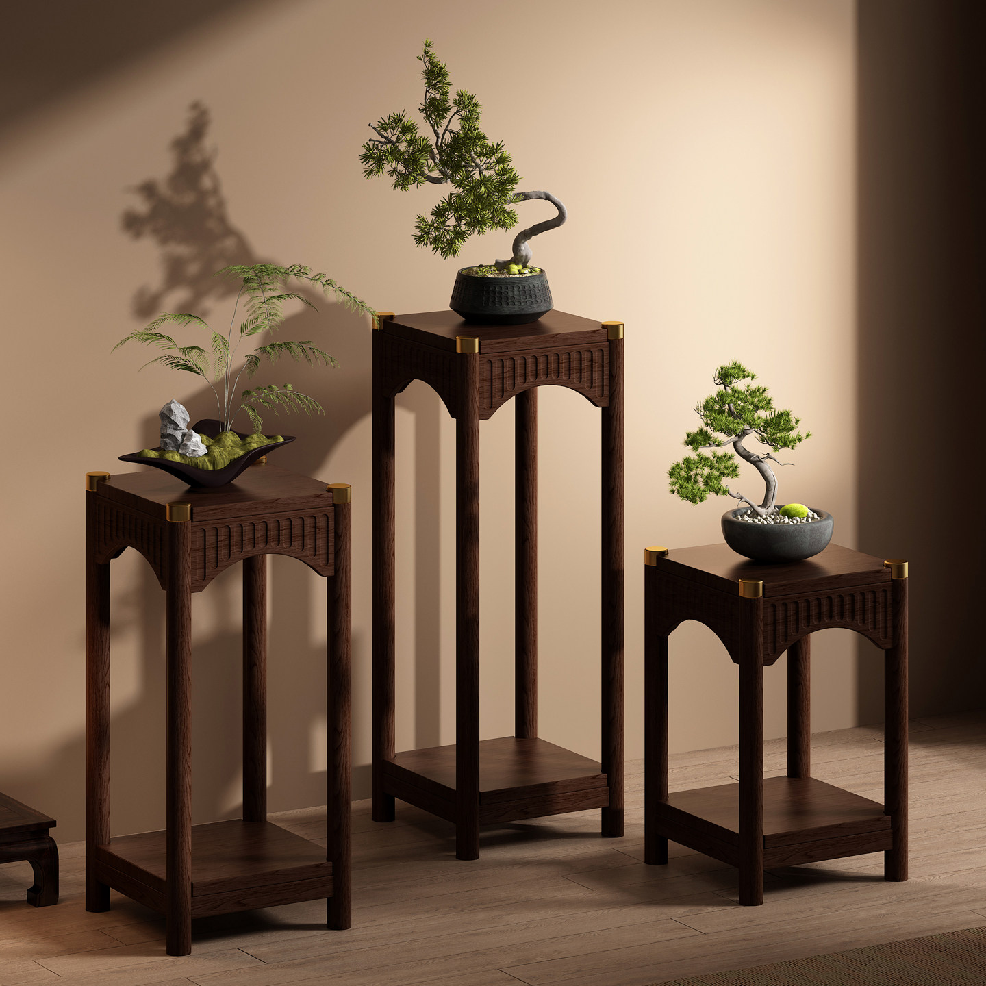 实木花架子客厅落地置物架家用中古阳台绿植花盆栽托架新中式花台,住宅家具,花架/花几,淘宝优惠券,粉丝福利购,淘宝优惠卷