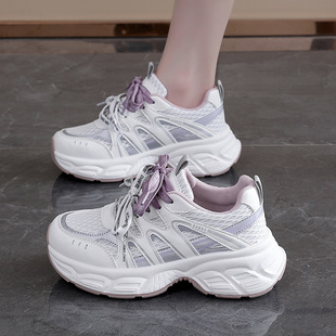 厚底老爹鞋女春秋季新款学生百搭防滑轻便网面女鞋软底