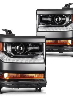 适用于雪佛兰16-18Silverado美规大灯 黑色原车款HID透镜卤素转向