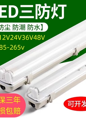 T8LED三防灯带罩防水防爆低压24V36V48V全套日光灯宽压110V支架灯