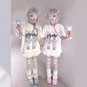 女夏季潮流二次元服休闲动漫卡通短袖T恤宽松ins港风韩版百搭印花