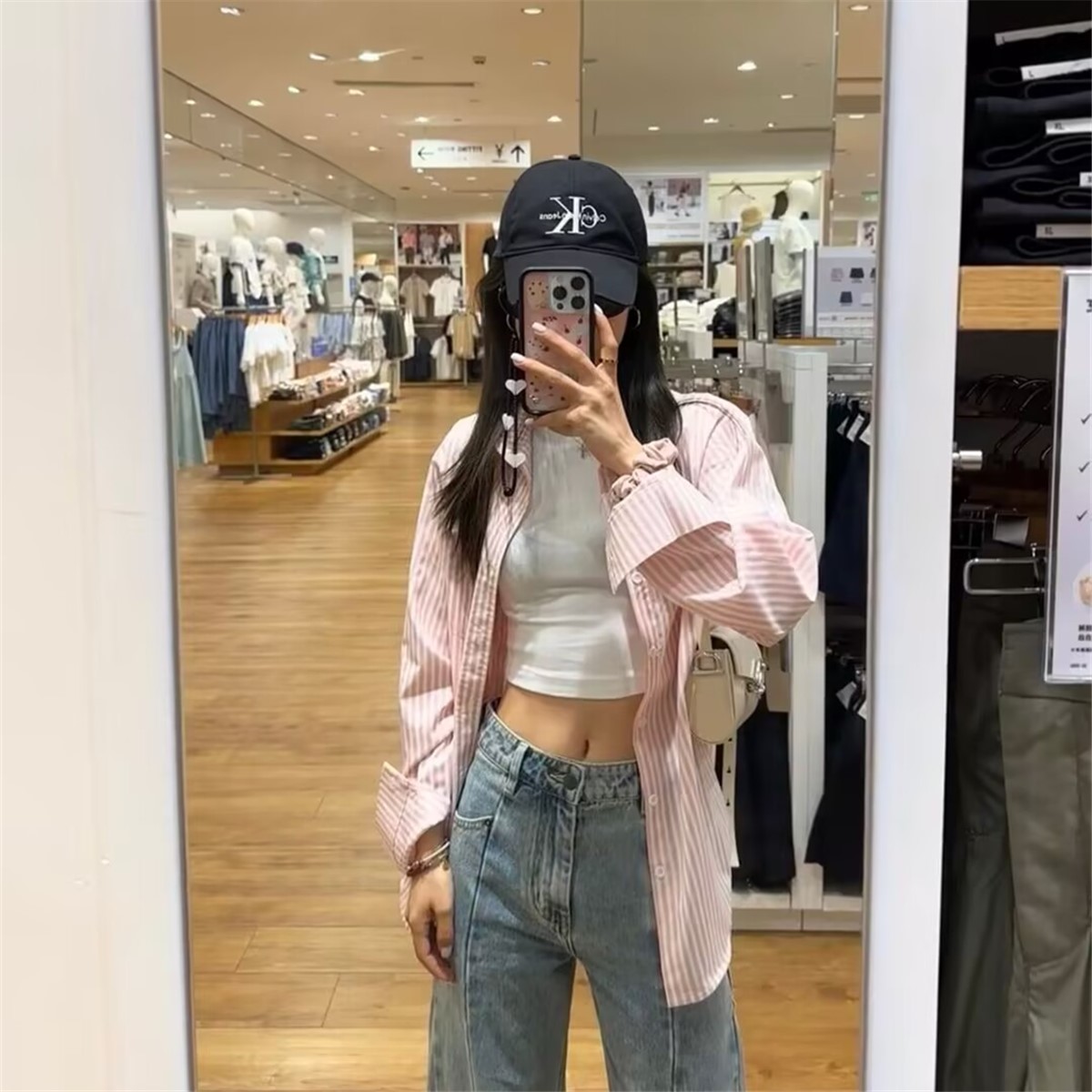 法式粉色条纹长袖衬衫外套女2025年夏季新款宽松衬衣开衫防晒上衣