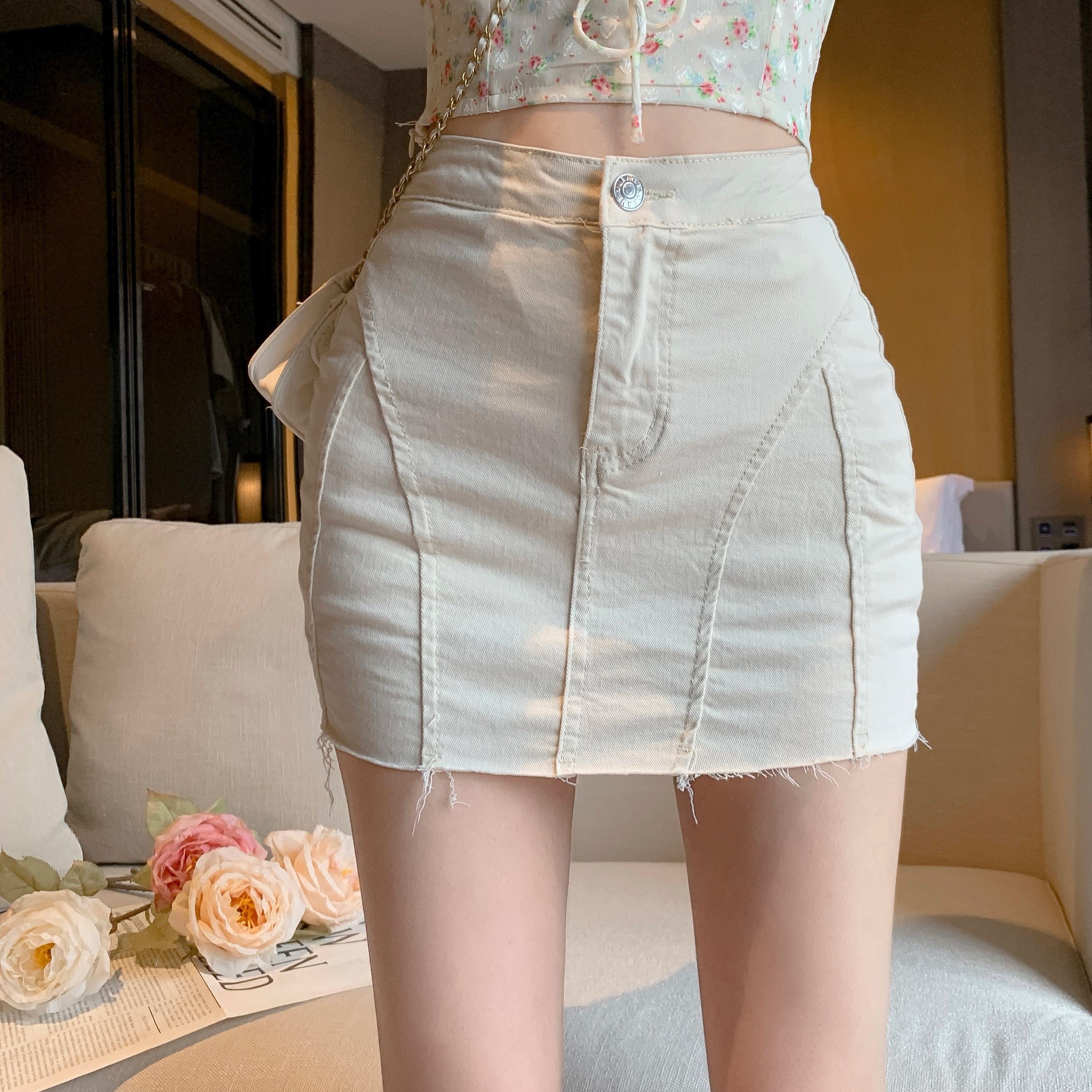 黑色弹力牛仔半身裙裤女2025夏季新款辣妹半裙高腰显瘦包臀短裙子