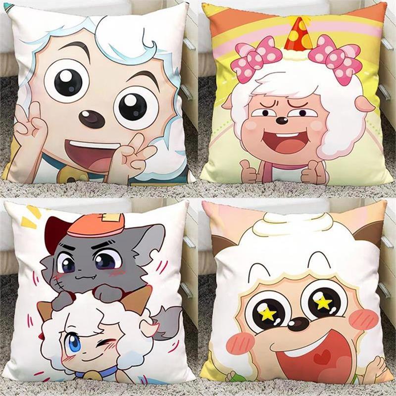 喜羊羊与灰太狼周边卡通可爱毛绒抱枕可定制双面靠枕垫送宝宝礼物