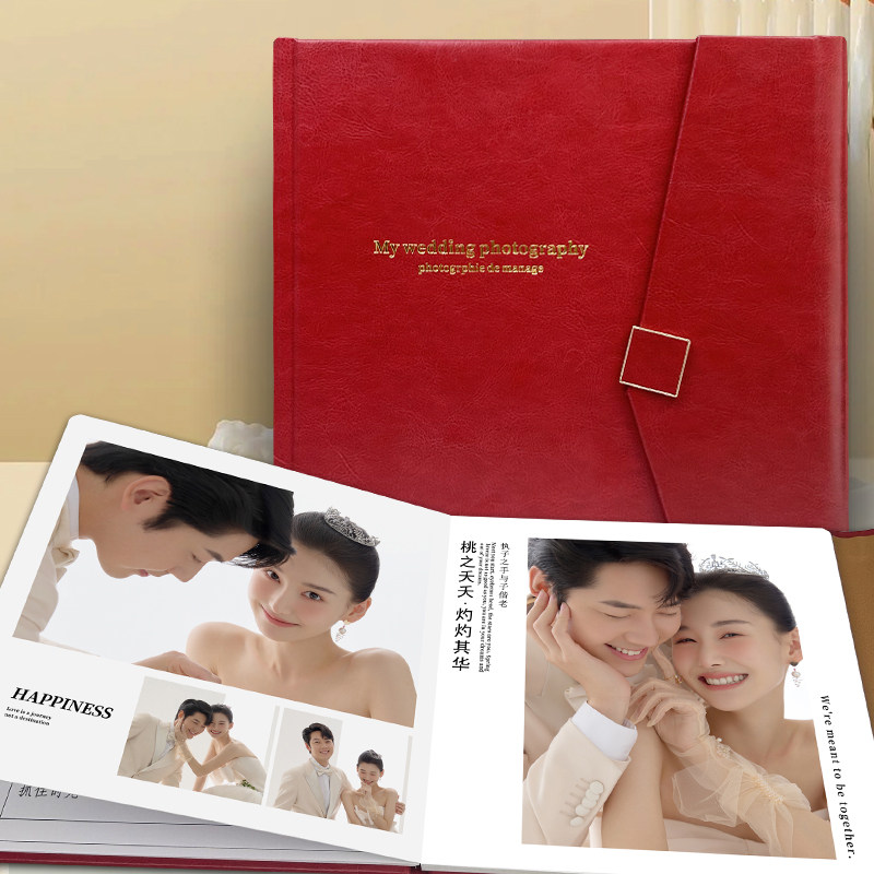 婚纱照相册定制结婚照高端皮面册金属框烫金婚礼跟拍照影集本制作图片