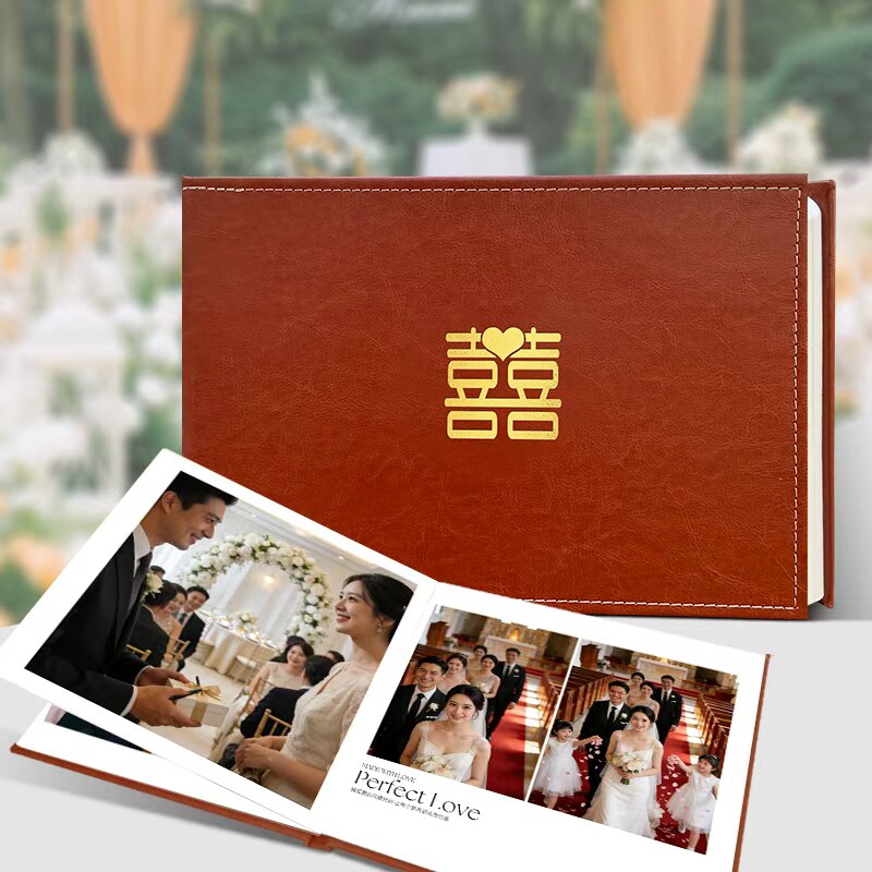 皮面相册精装照片书西式婚礼现场照片影集纪念册设计定制打印成册