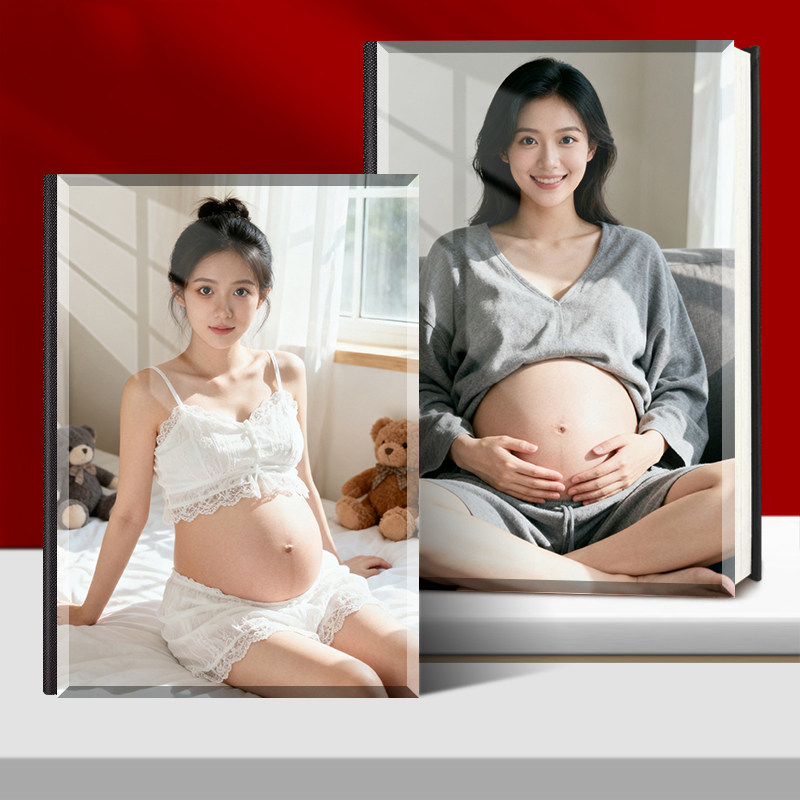 高端水晶照片书定制孕妇写真影集制作孕妇写真纪念册打印制作成册