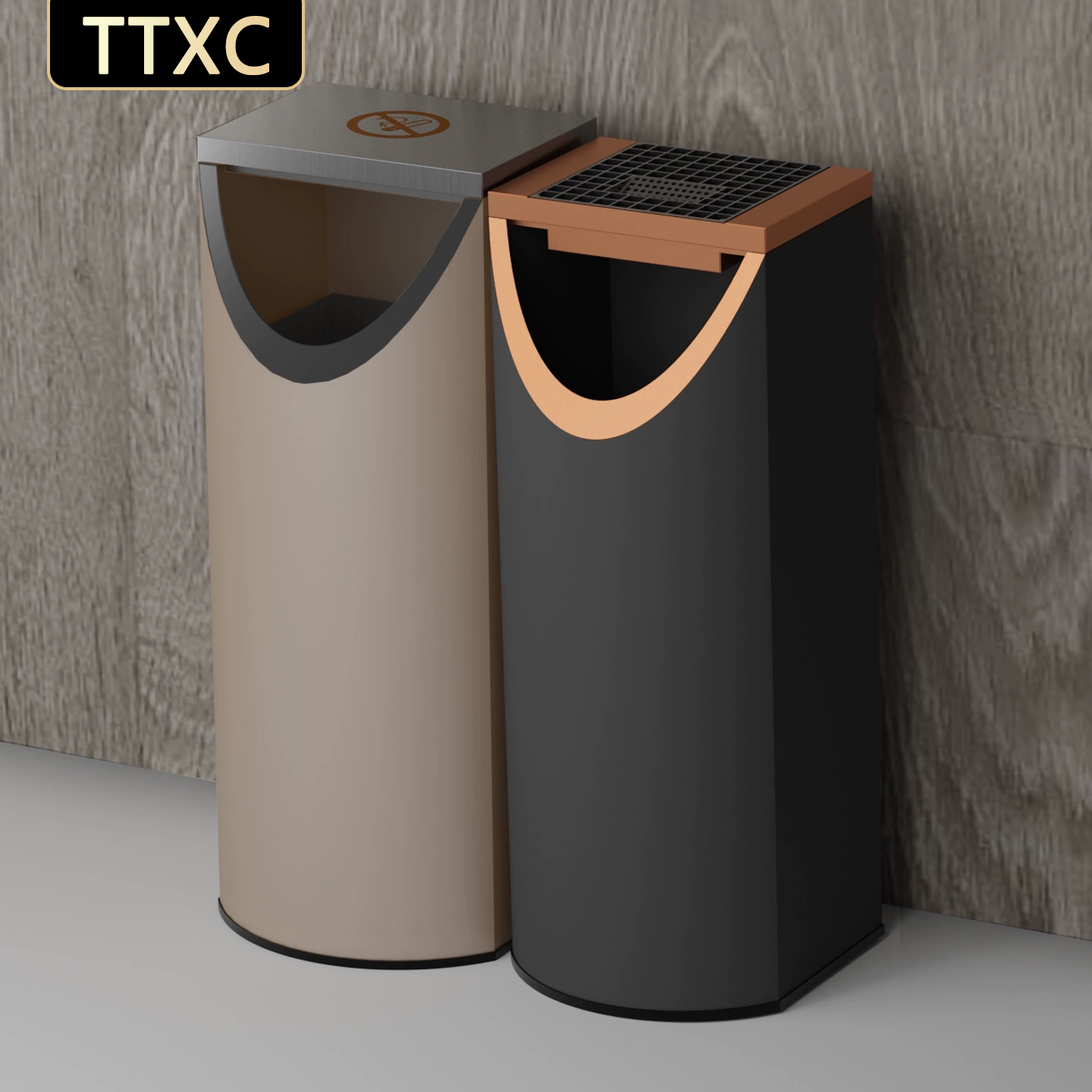 TTXC创意V型投口烟灰缸大垃圾桶商用立式酒店大堂楼道电梯果皮箱