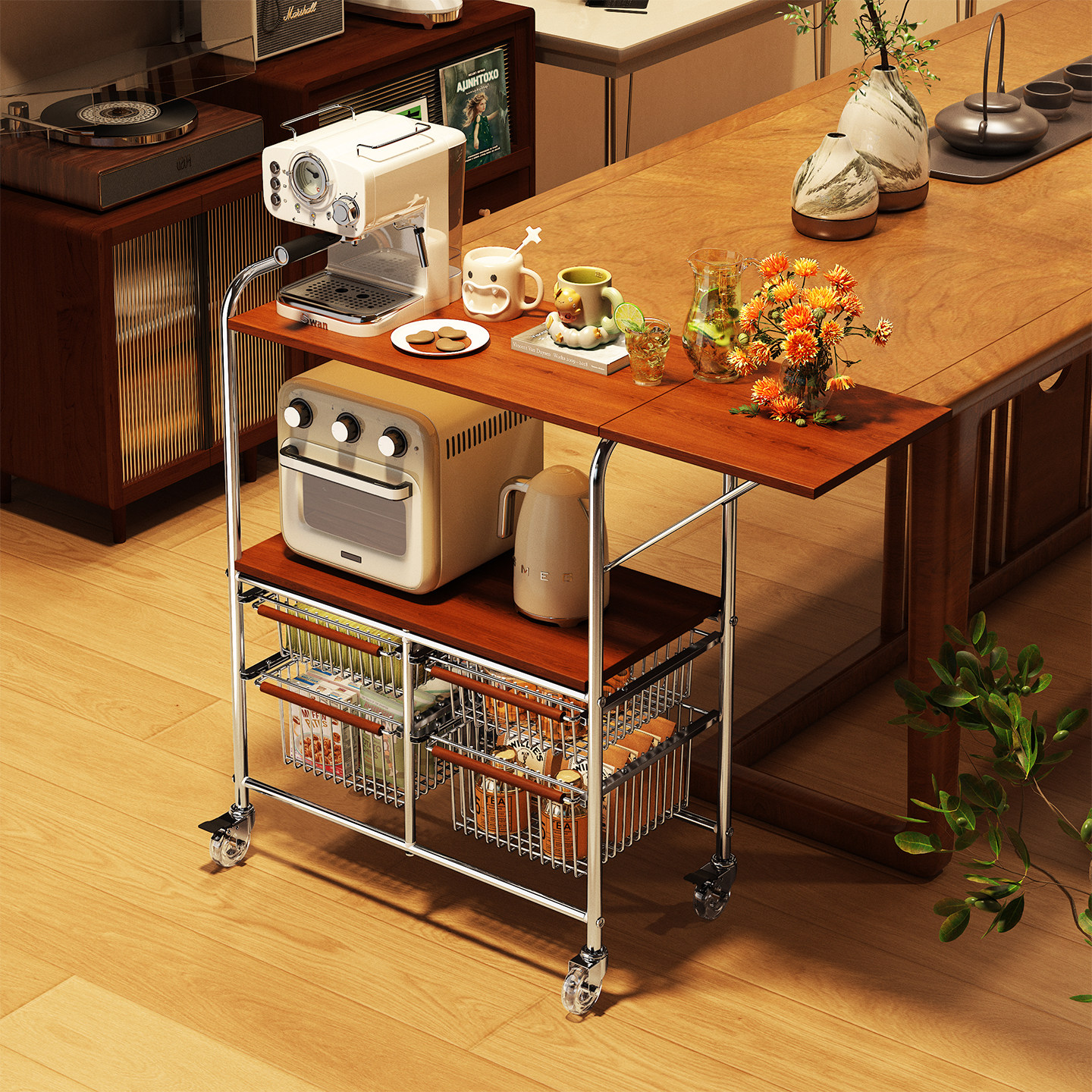 小推车置物架客厅落地多层零食收纳移动厨房果蔬菜篮子锅具储物架,收纳整理,整理架/置物架/收纳架,淘宝优惠券,粉丝福利购,淘宝优惠卷