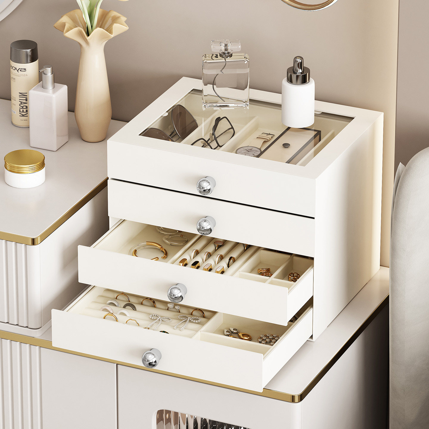 新款饰品收纳盒纯色首饰存放盒抽拉式项链耳饰置物盒彩妆储物盒子,收纳整理,首饰盒,淘宝优惠券,粉丝福利购,淘宝优惠卷