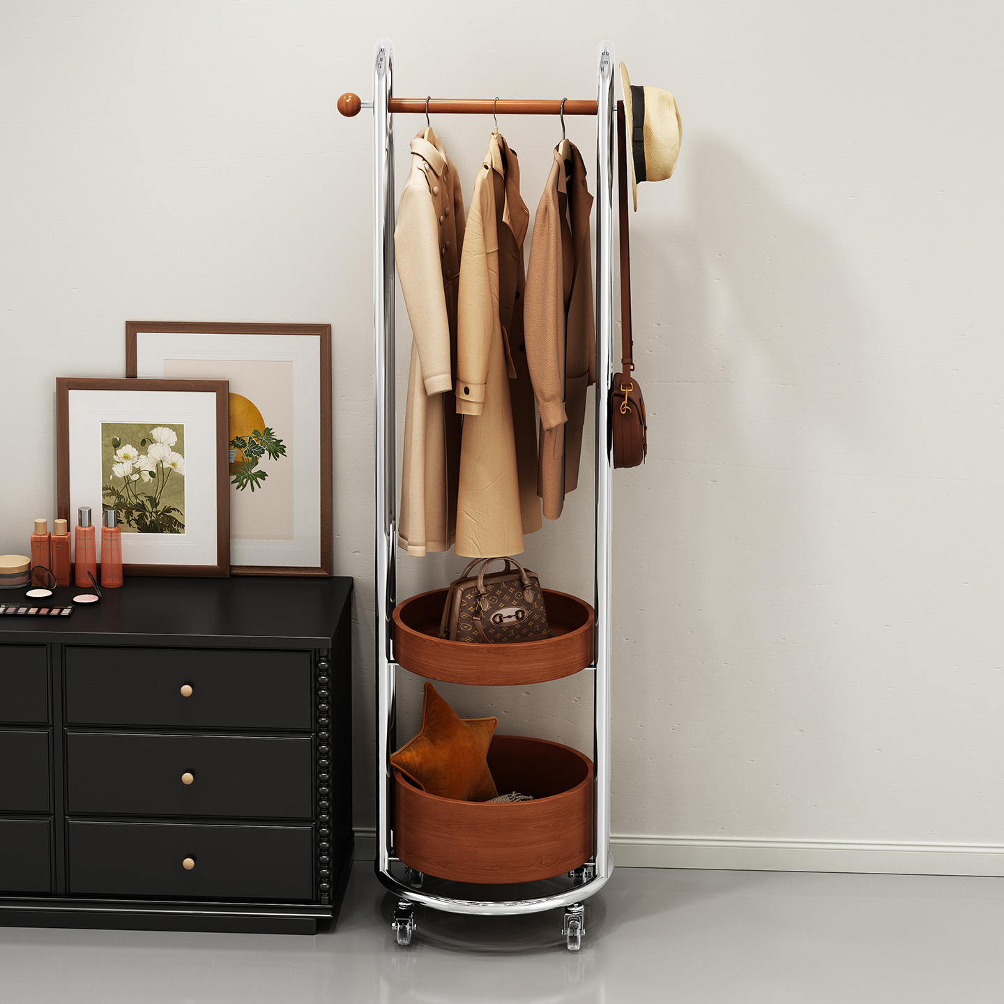 环图挂衣架落地卧室衣帽架实木