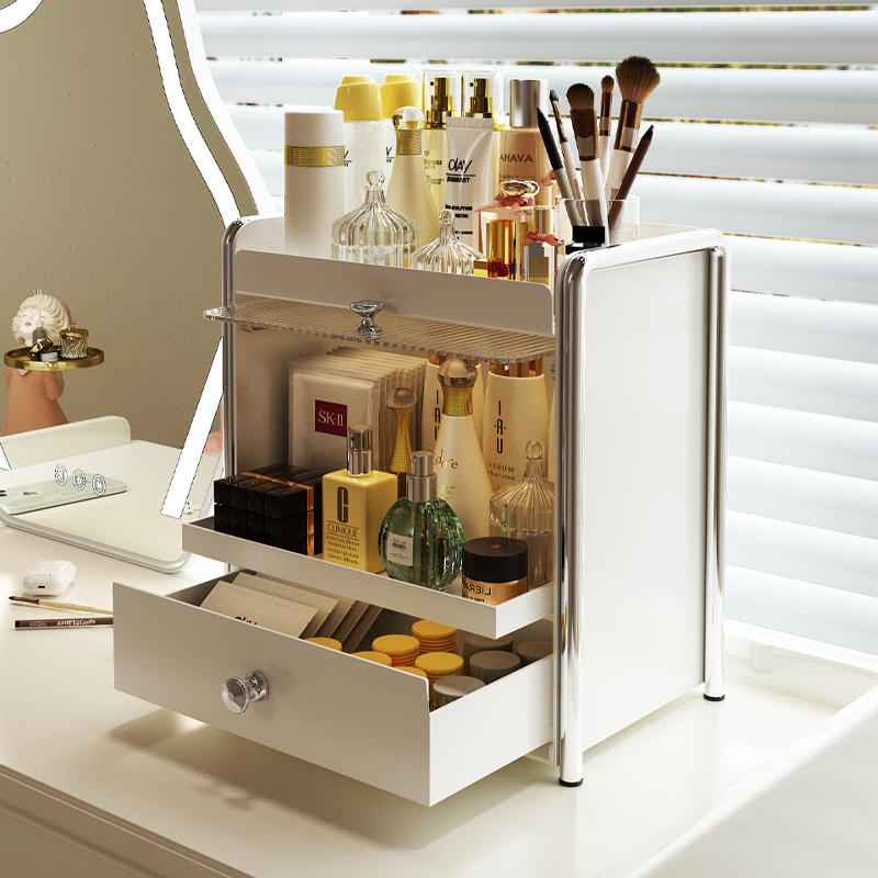 环图带把手金属烤漆化妆品收纳