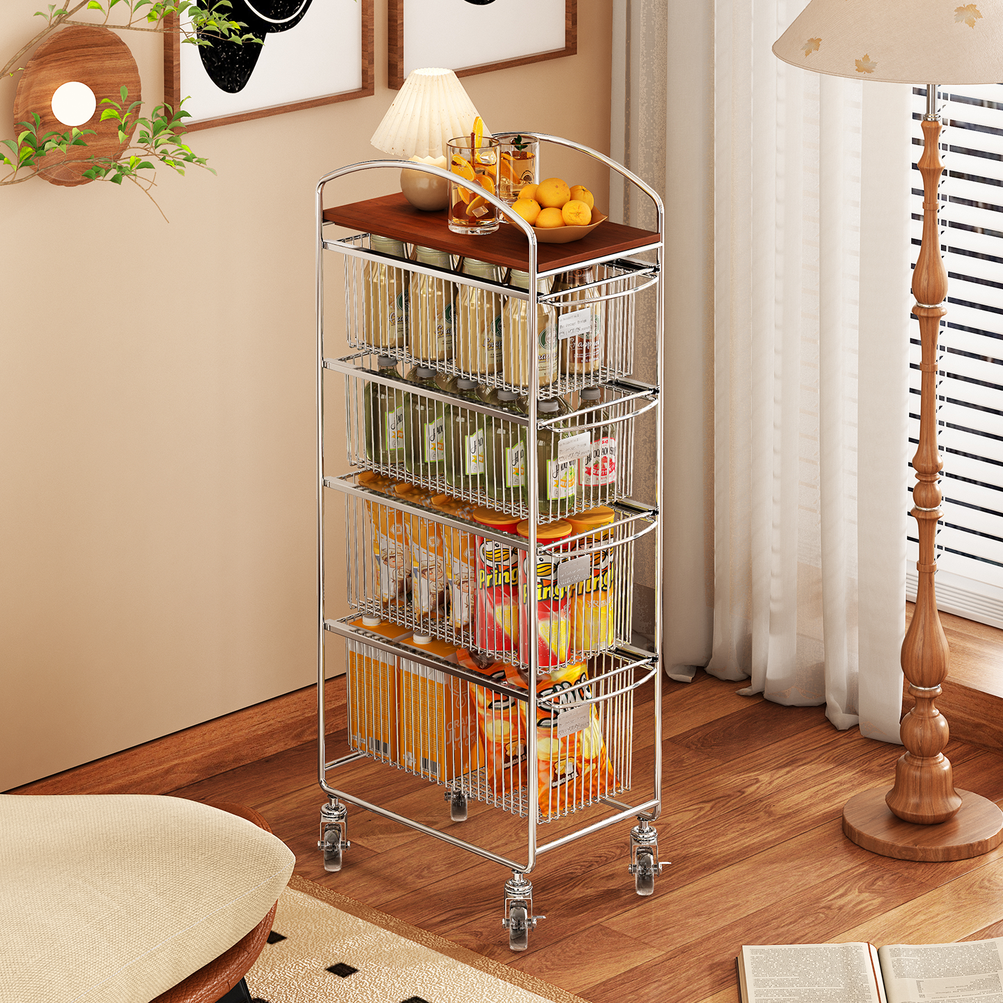 中古实木小推车餐边柜客厅滑轮餐车移动边几收纳沙发储物置物架子,住宅家具,其它柜类,淘宝优惠券,粉丝福利购,淘宝优惠卷