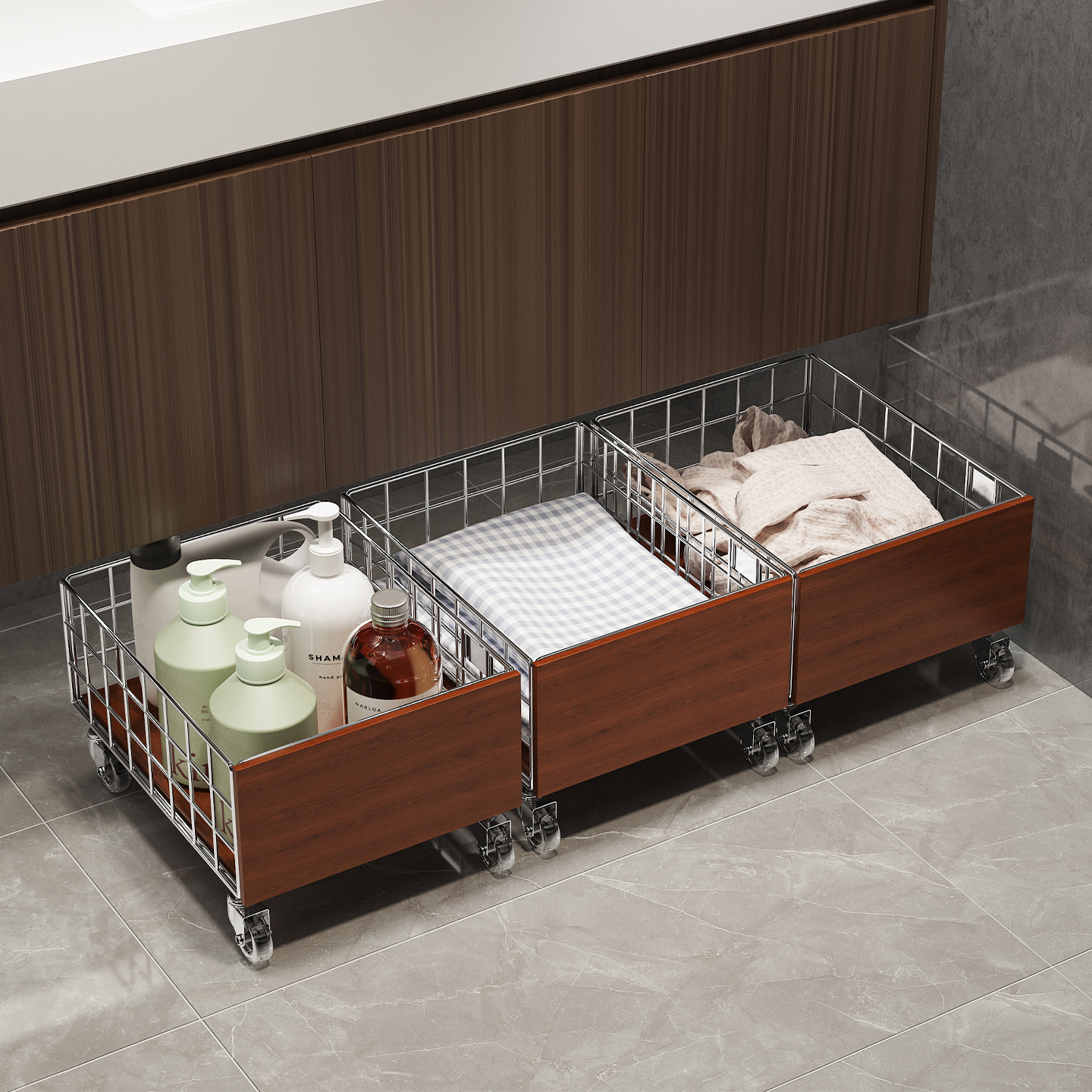 环图可移动脏衣篮柜下收纳筐