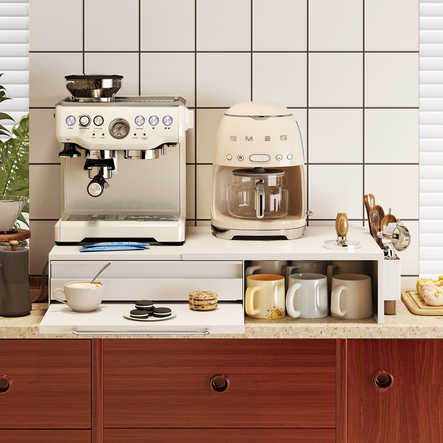 环图咖啡机置物架桌面家用多层