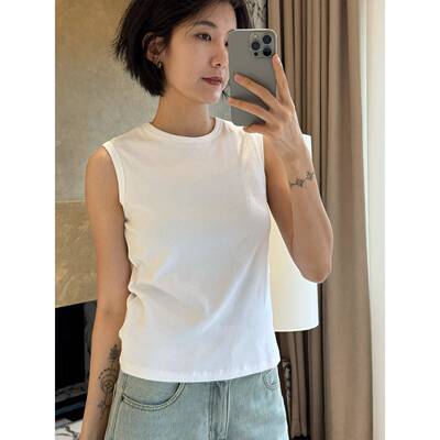 浪清 白色美背心女夏外穿背早袖上衣修身女t秋恤吊带DR251q16内无