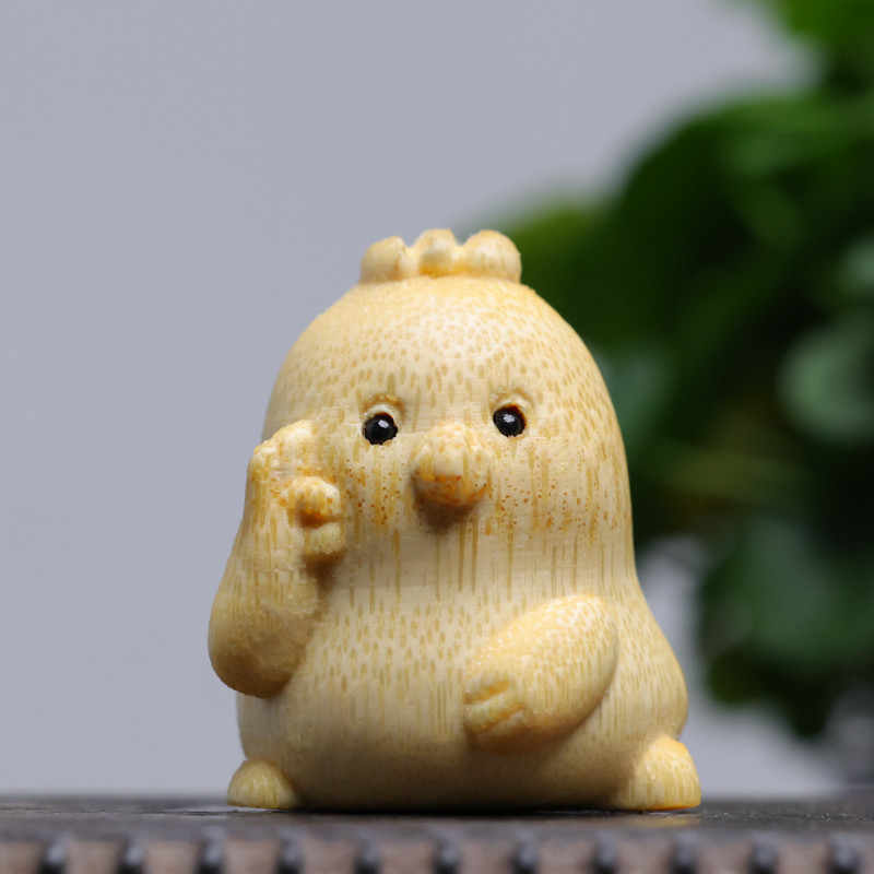 实心龙血竹雕刻手把件生肖小鸡Q版动物盘玩摆件文玩茶宠送礼收藏图片