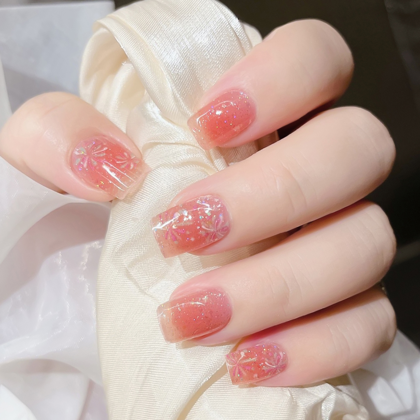 送灯照灯变硬烟花美甲光疗贴uv凝胶贴半固化指甲贴全贴软GEL甲贴