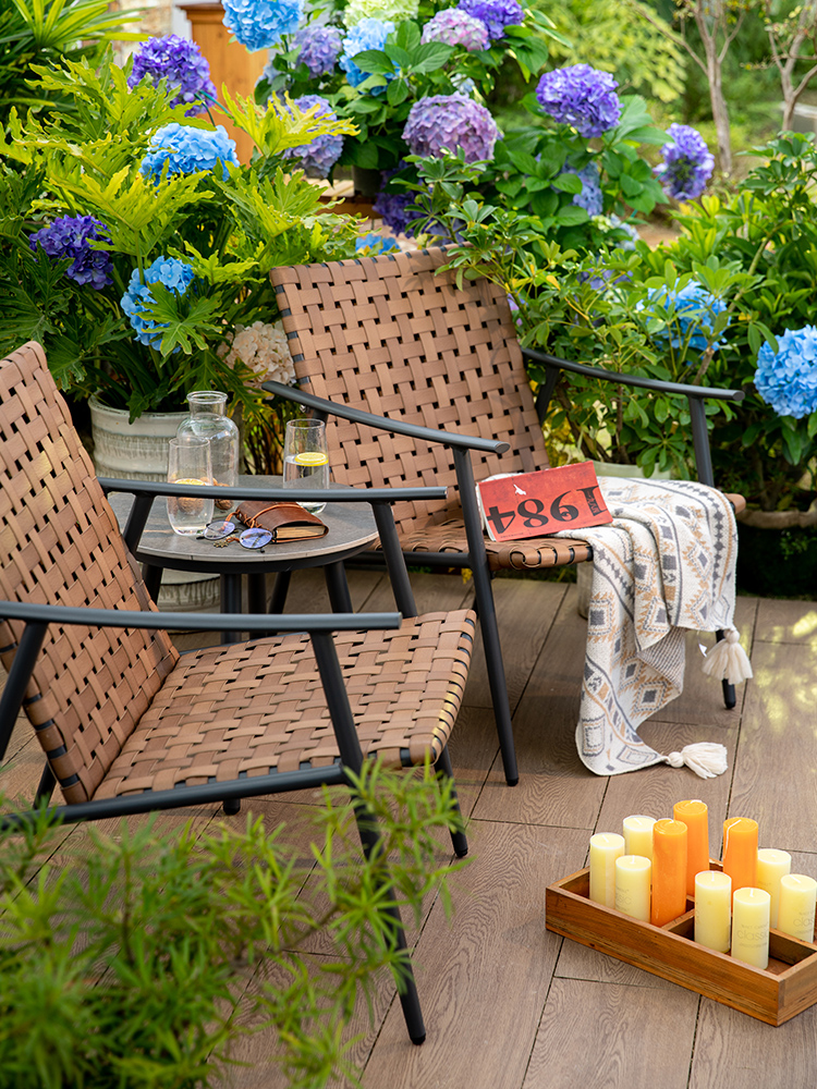 自立斯堪的纳维亚藤椅阳台户外桌椅庭院花园休闲露天阳台懒人休闲