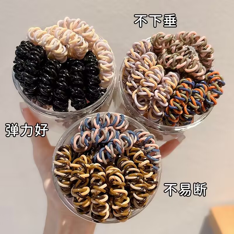 三股电话线发圈女高级感加粗高弹力耐用扎头绳时尚高马尾皮筋皮套