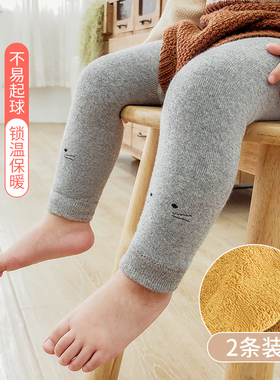 宝宝打底裤秋冬季婴儿大PP裤女童纯棉加厚毛圈外穿白色儿童不连袜