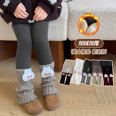女童加绒打底裤秋冬款宝宝加厚堆堆袜套冬季女孩保暖儿童不连袜子