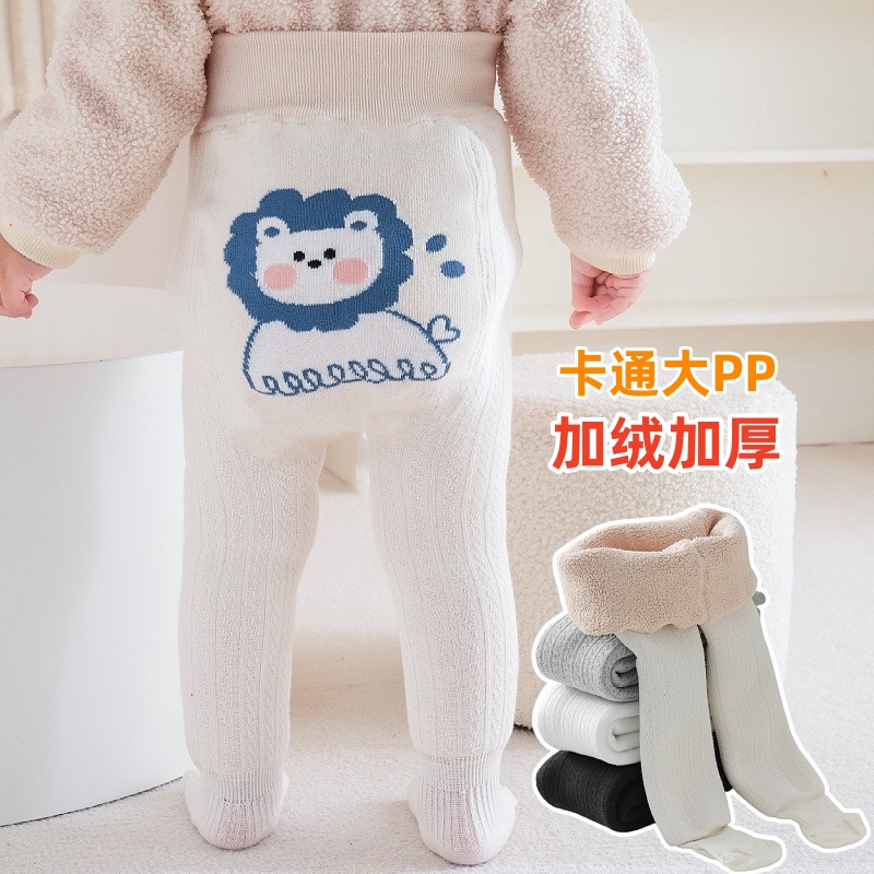 婴儿加绒大PP打底裤秋冬款男女宝宝加厚连裤袜保暖新生儿童屁屁袜