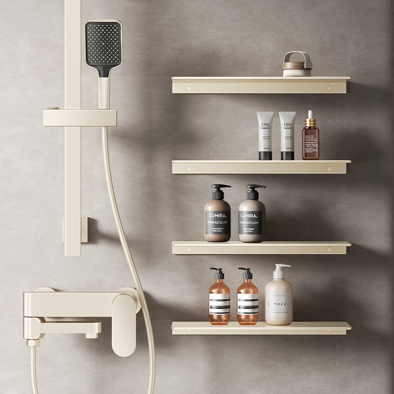 加宽奶油白304不锈钢浴室置物架卫生间淋浴房收纳架酒店别墅墙上