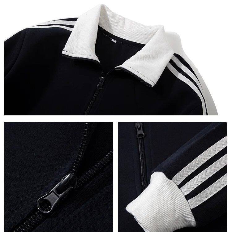 韩系早秋巨好看的外套女款秋季穿搭黑色三条杠棒球服立领夹克正肩