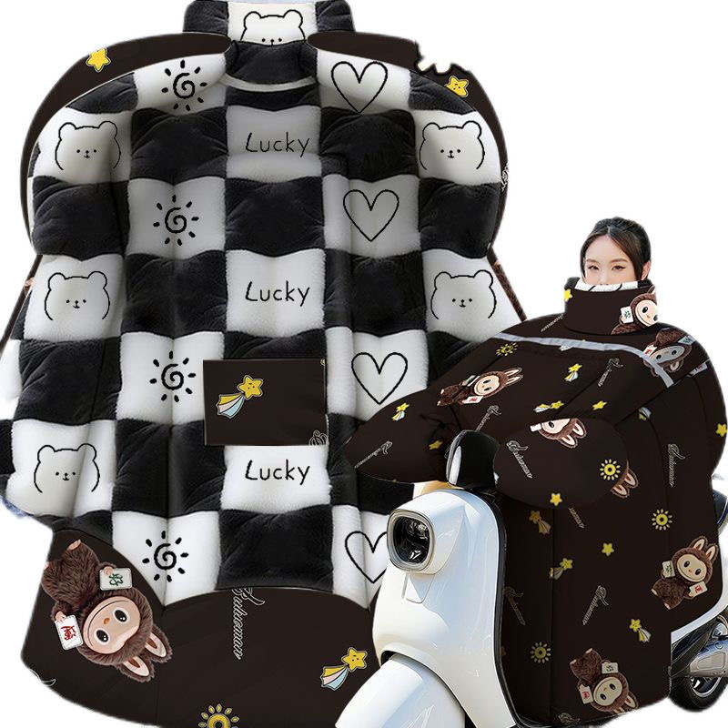 法兰绒冬季加厚电动车挡风被