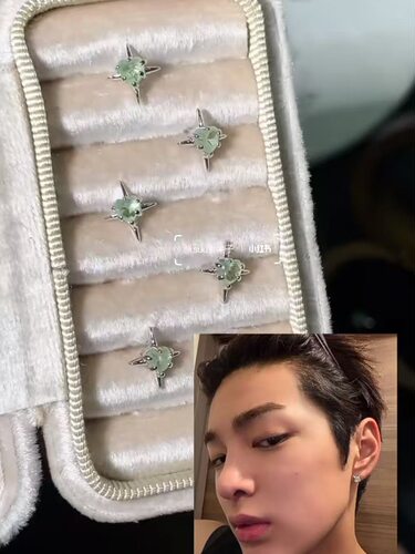 新款安乾同款keonho耳钉高级苹果绿芒星设计小众百搭精致高级感女