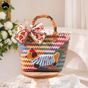 腊肠狗编织包篮子伴手礼女伴娘礼物结婚礼盒手提包包婚礼送姐妹