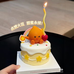 卡通小火人火花小脚生日蛋糕装饰摆件女生火苗仙女烘焙装扮插牌