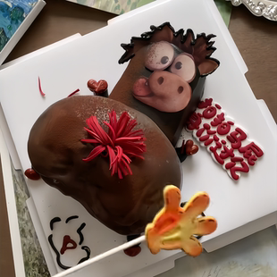 网红拍拍马屁身家过亿蛋糕装饰摆件搞怪马年好朋友生日烘焙装饰品