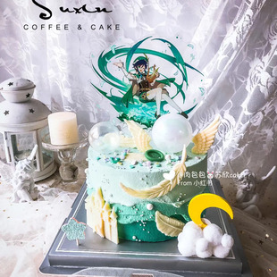 元神亚克力立牌蛋糕装饰摆件温迪魈二次元动漫人物甜品烘焙插件