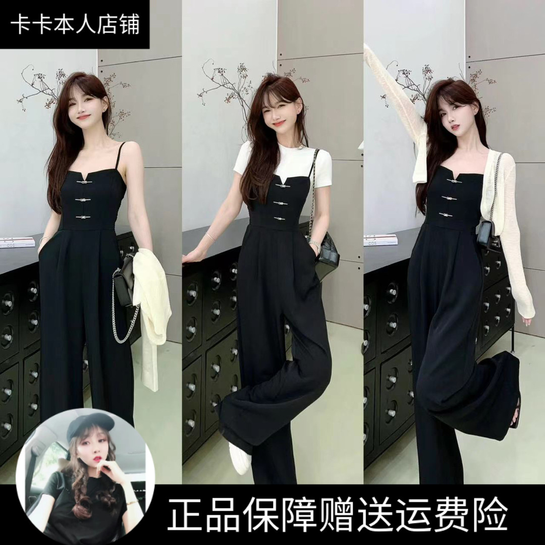 卡卡官方正品国风西装连体裤女高腰显瘦直筒高级气质阔腿裤长裤