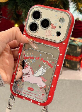 波点独角兽小马卡包适用opporeno14手机壳reon13新年12红色11马年a58x仿皮a57皮纹真我q5i卡通v23卡套0ppo软p