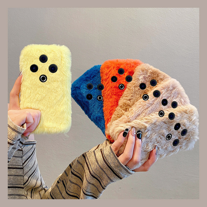 简约纯色黄色适用vivoy500手机壳y500pro兔毛五百保暖por秋冬季vivi硅胶vivo毛茸茸全包防摔毛毛毛绒保暖软壳