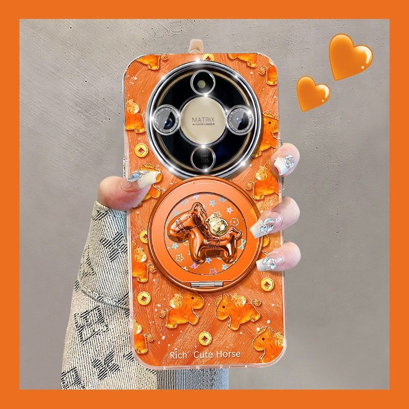 橙色马上有钱小马适用华为荣耀畅享70plus手机壳x70i立体x60i旋转x50畅玩60plus麦芒40支架30马年20新年honor,3C数码配件,手机保护套/壳,淘宝优惠券,粉丝福利购,淘宝优惠卷