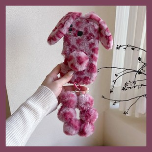 豹纹兔子耳朵适用vivoy9s手机壳y7s毛绒y5s挂链y3秋冬季 u3x可爱z6卡通z5x立体z3i硅胶z1i毛茸茸y9s冬天vivo软